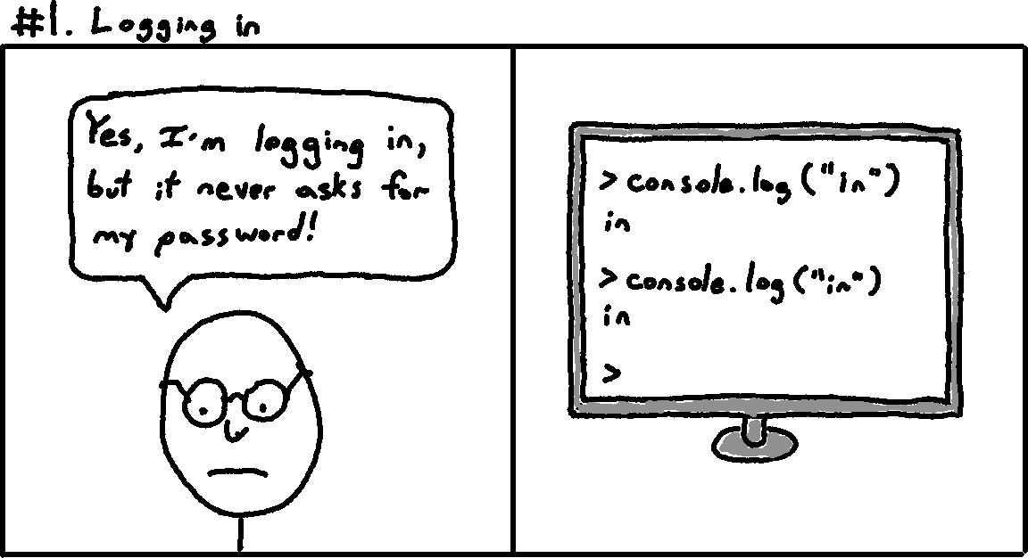 Comic about an ambiguity in the term "log in."